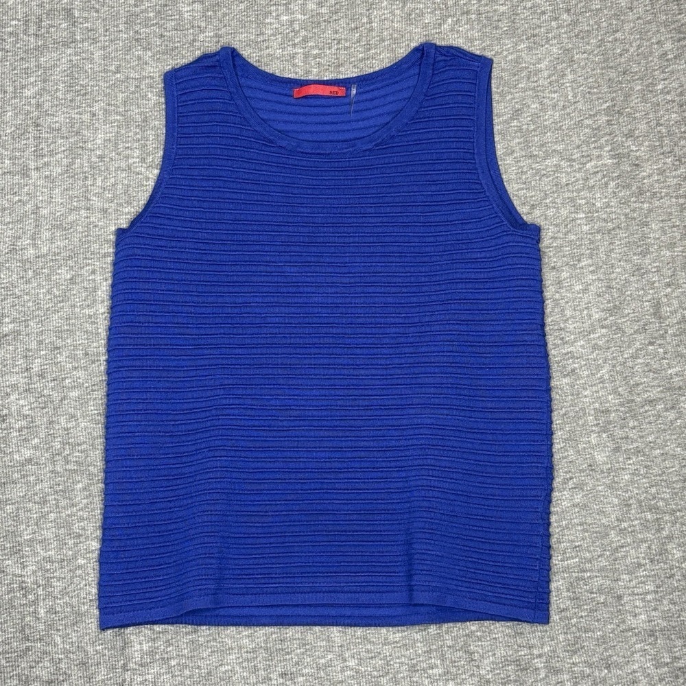 RED by Saks Fifth Avenue Royal Blue Sleeveless Ribbed Knit Tank Women Size Large